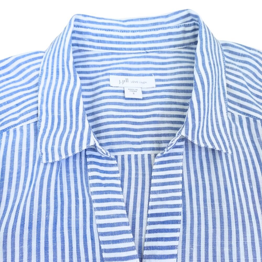 J.Jill Love Linen Blue Striped Sleeveless Button-Front Tunic Top – Size S - Picture 6 of 9
